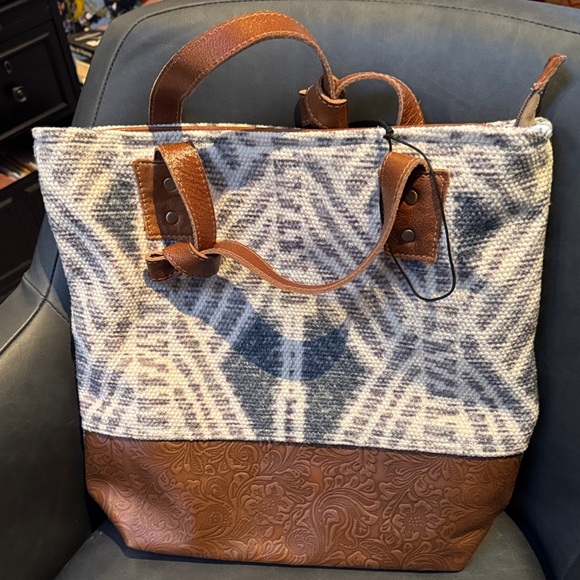 Myra Bag with Cream and Brown Pattern